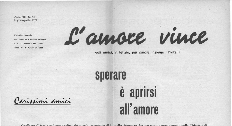 L'Amore Vince - Luglio Agosto 1970