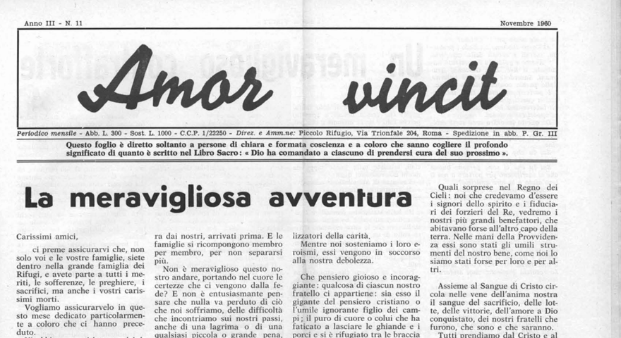 L'Amore Vince - Novembre 1960