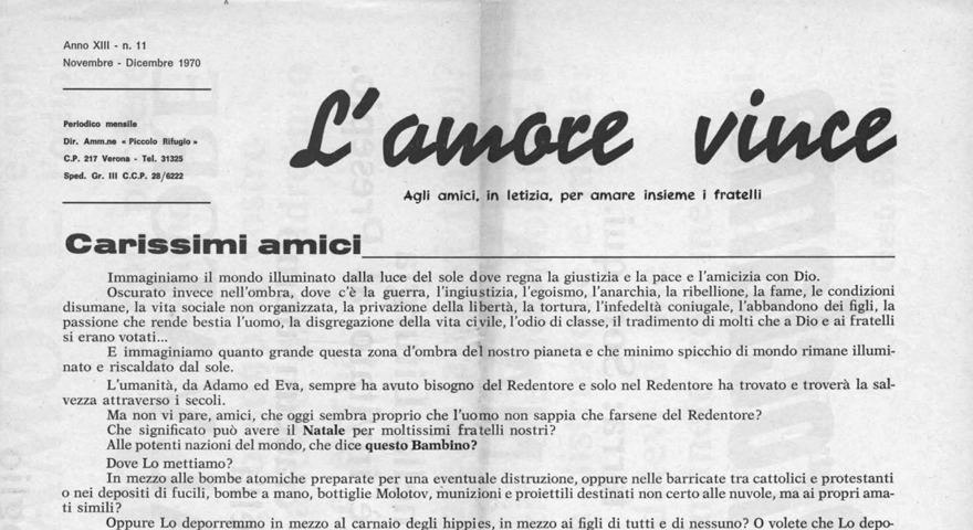 L'Amore Vince - Novembre Dicembre 1970