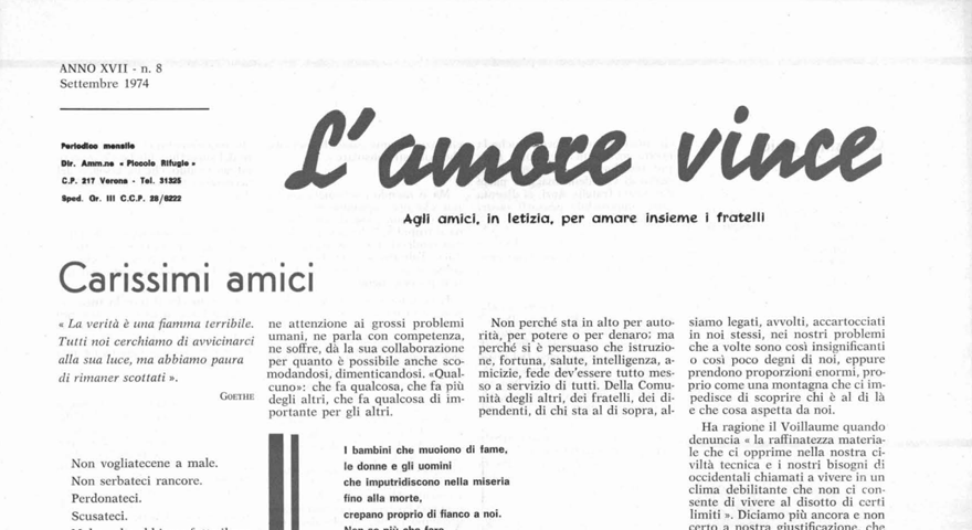 L'Amore Vince - Ottobre 1974