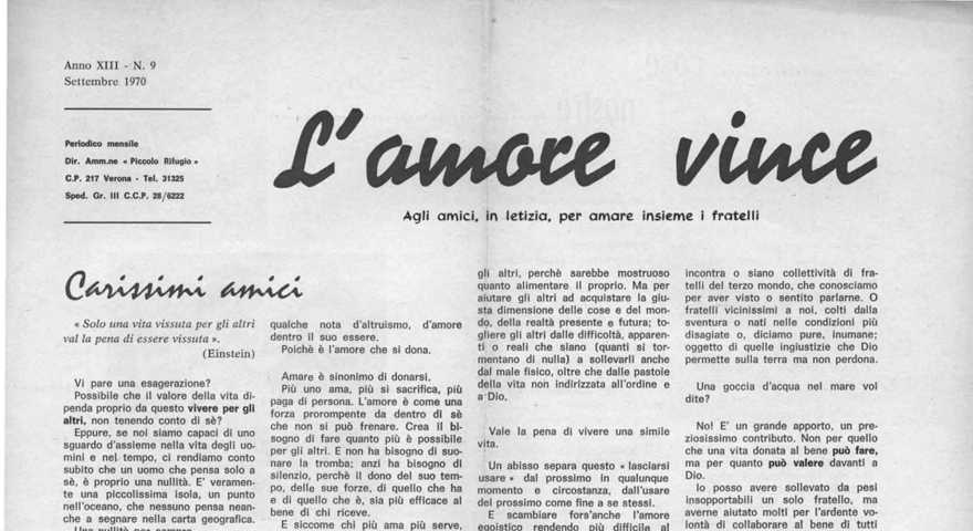 L'Amore Vince - Settembre 1970