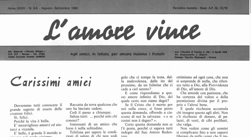 L'Amore Vince - Agosto Settembre 1984