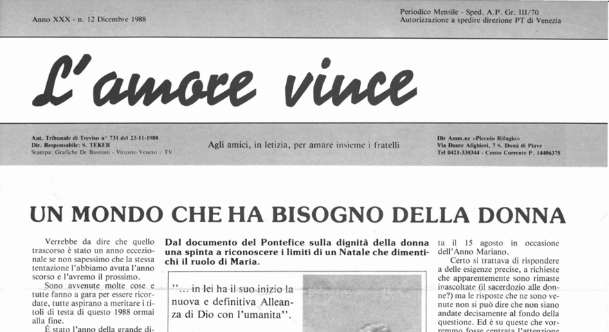 L'Amore Vince - Dicembre 1988