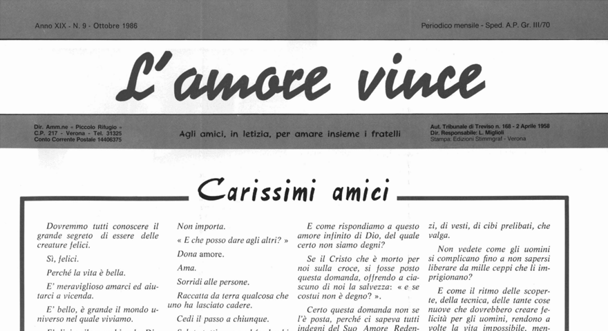 L'Amore Vince - Ottobre 1986